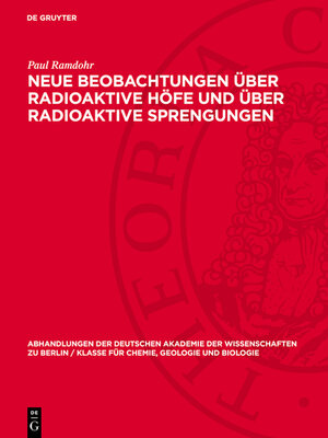 cover image of Neue Beobachtungen über radioaktive Höfe und über radioaktive Sprengungen